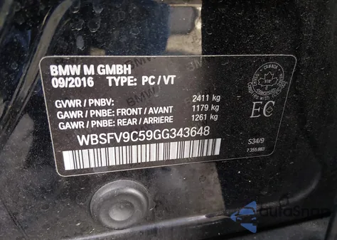 2016 BMW M5 z USA, uszkodzony, nr VIN WBSFV9C59GG343648